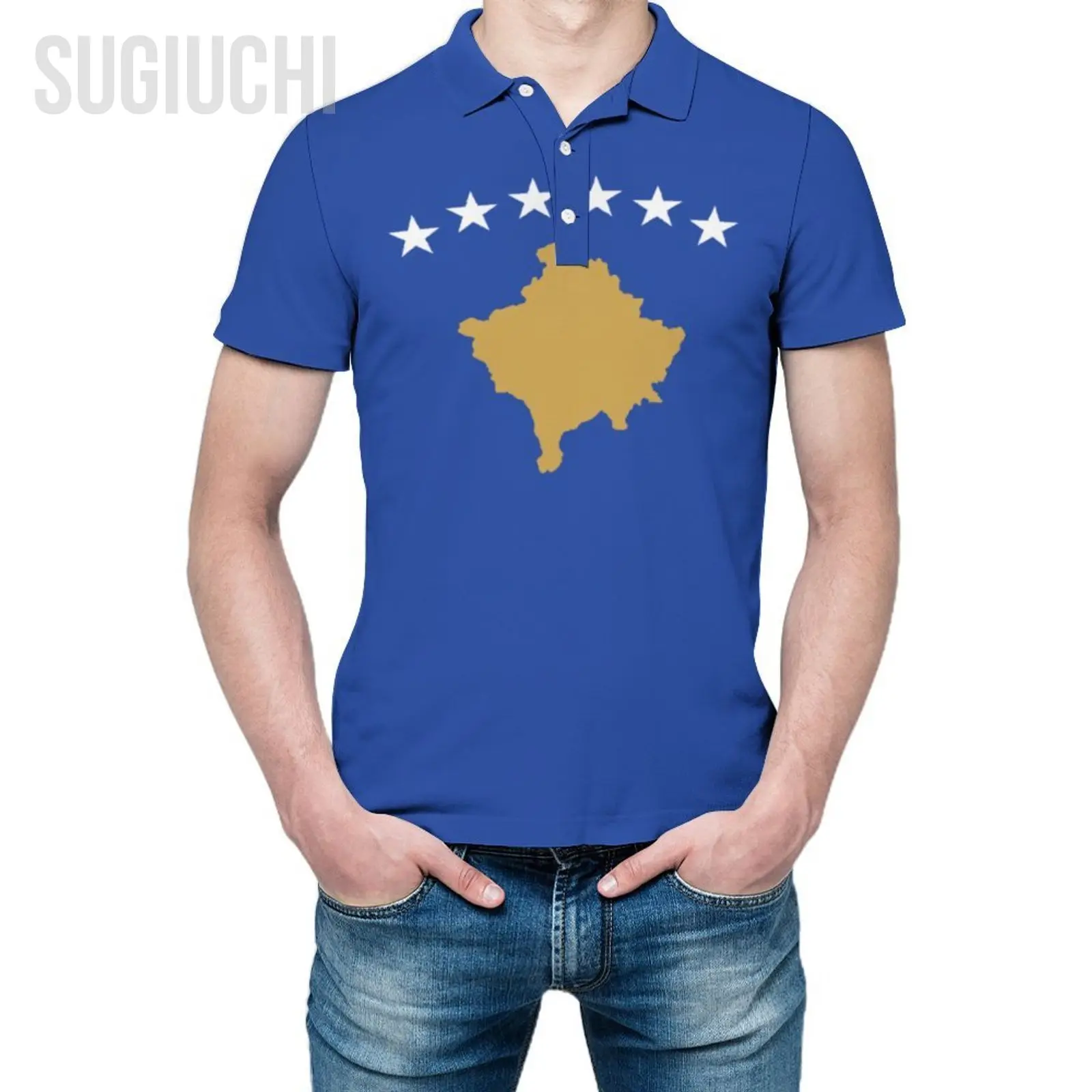 Polo Unisex Bandiera Del Kosovo Stampa 3D Uomo Polo Abbigliamento Moda Tute Maniche Corte