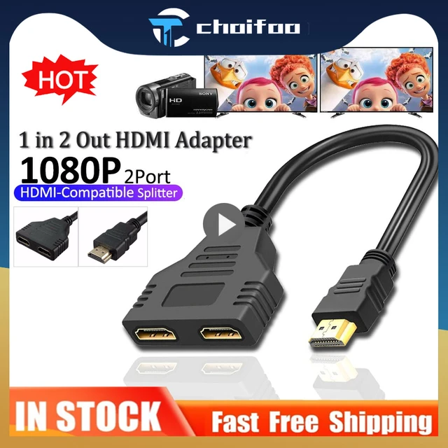 Cable adaptador divisor HDMI, 1 en 2, 1 a 2 vías, macho a hembra, para  Monitor de 1080P - AliExpress