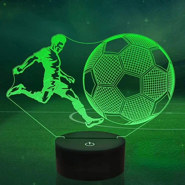 3D Soccer Ball Night Light with Touch Sensor and Remote Control - Fun Bedroom Decor Lamp