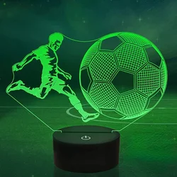 3D Soccer Ball Night Light with Touch Sensor and Remote Control - Fun Bedroom Decor Lamp (Orange)