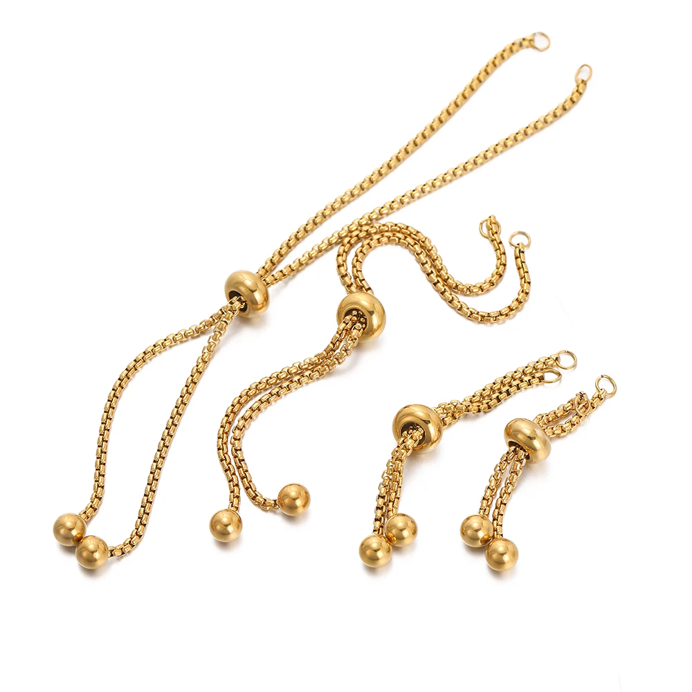3pcs/lot Adjustable 304 Stainless Steel Bracelet Makings Slider Extender Box Chains Ball Ends DIY Jewelry Making