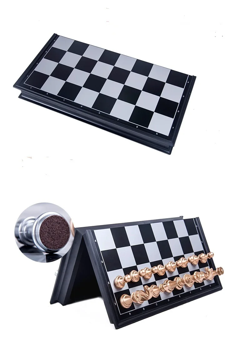 Board game magnetic chess set wooden chess foldable chess board table games folding chess board chess pieces and board chess pieces chess puzzle game Classic Folding Magnetic Chess Set With Chessboard 32 Pieces Gold Silver Portable Travel Games Chess For Adults Kid Toy