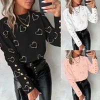 Fashion Long Sleeved Button Printed Blouse T Shirt Women's Spring Autumn Simple Pullover Top - Image 5