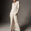 SILIWEYA Fashion Womens Suit Set Formal Occasion Elegant Two Piece Long Coat Wedding Party Wear Casual Robe V-neck Blazer Suits 2