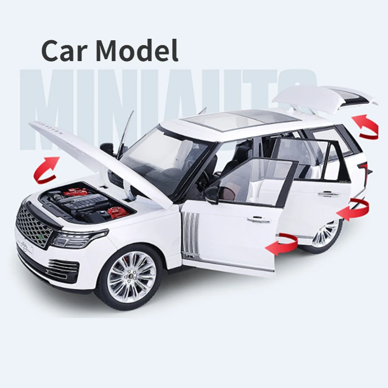 

Коллекция 1/24 года, модель спортивного автомобиля Range Rover из сплава, Игрушечная модель литая металлическая игрушка для внедорожников, модель автомобиля, имитация звука и реальности, детский подарок