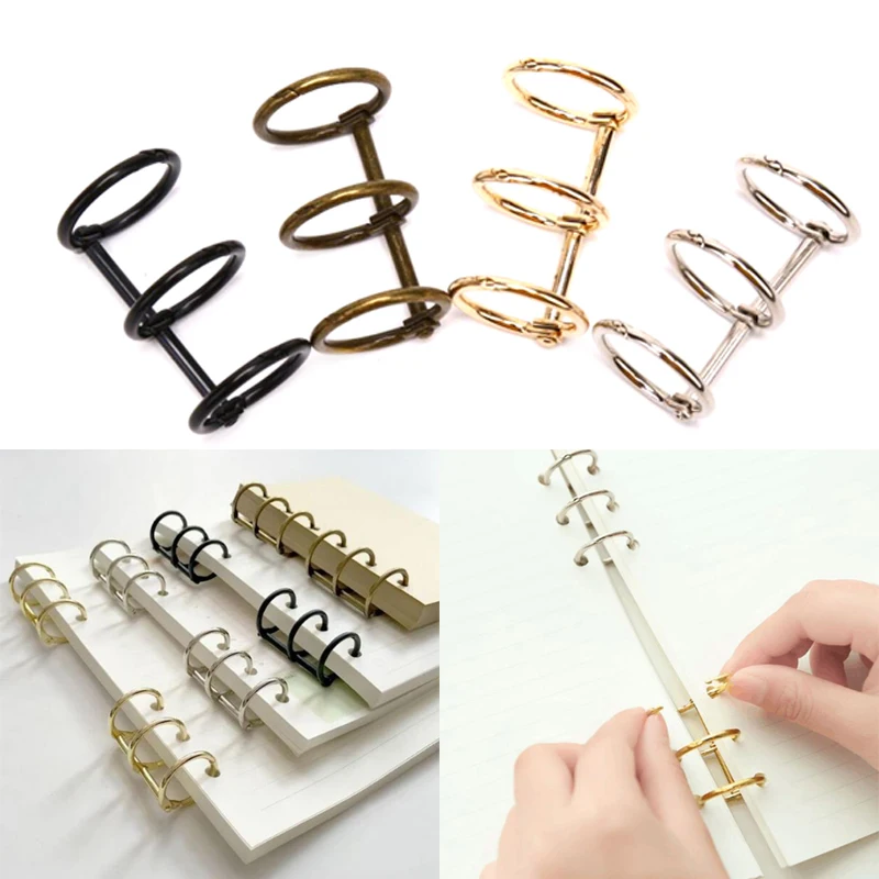 

2Pcs Metal Loose Leaf Book Binder 3 Rings For Notebook Album Scrapbook Clips DIY Three-ring Buckle Three-hole Calendar Ring