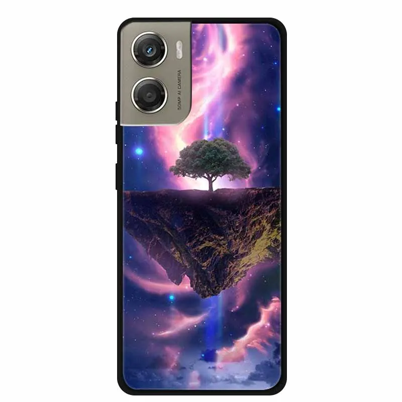 Cute Cartoon Animal Soft Silicone Back Cover with Flower Design - Black