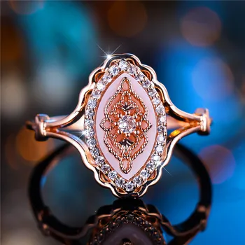 Luxury Female Small White Zircon Stone Engagement Ring Rose Gold Color Summer Wedding Jewelry For Women