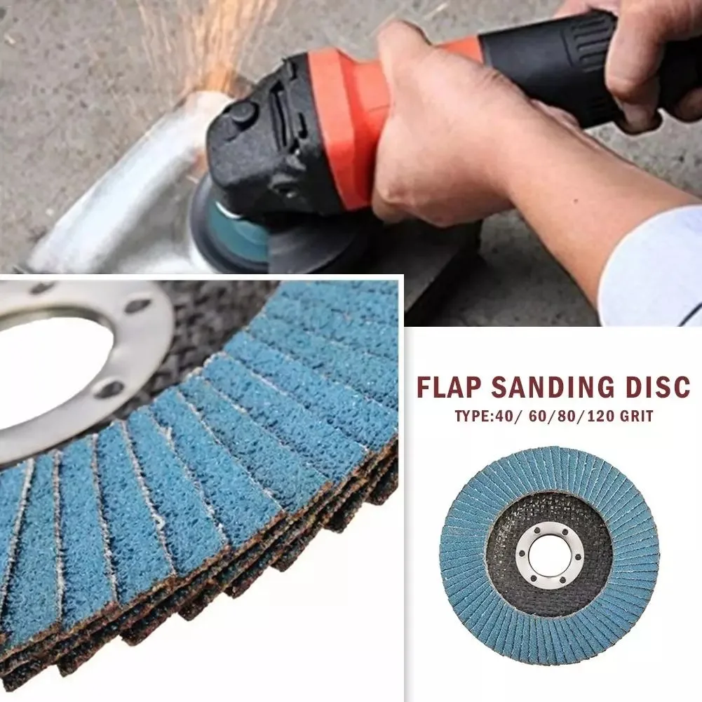 

Hard-wearing Flap Sanding Discs Wheels 1pcs Angle Grinder Polisher Tools 40/ 60/80/120 Grit 5" Buffer Buffing