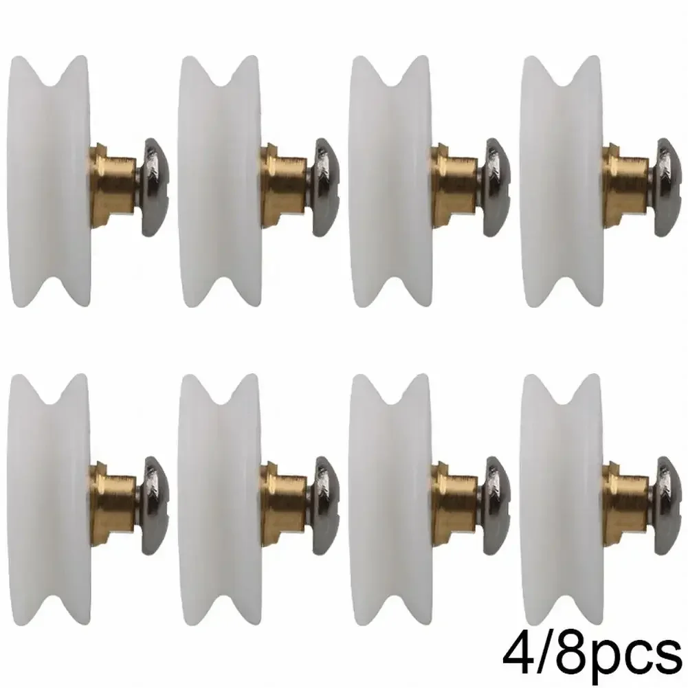 Shower Door Rollers Shower Room Rollers 8pcs Durable Shower Room Bathroom Door Rollers Shower Runners Part Room Wheels White 22mm Accessories