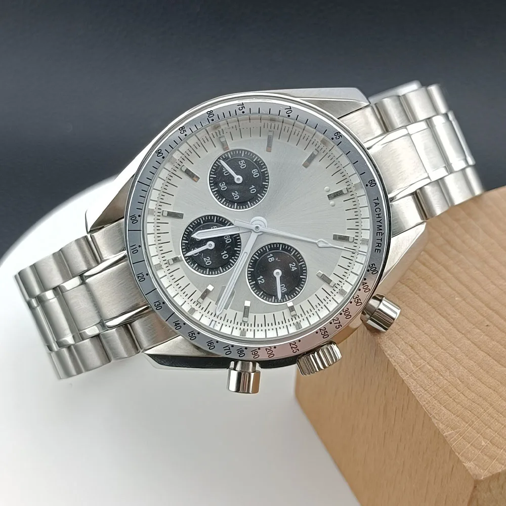 Black/Silver 39.7mm Steel Watch Case with Dial and Hands