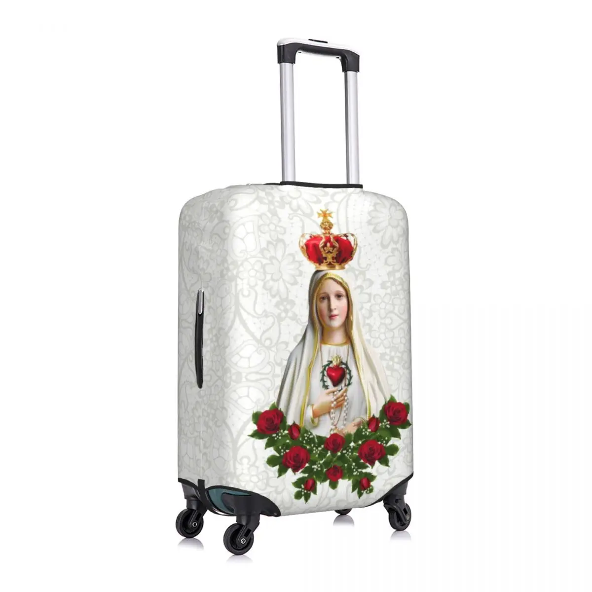 Custom Our Lady Of Fatima Virgin Mary Luggage Cover Cute Portugal Rosary Catholic Suitcase Protector Covers Suit For 18-32 inch 2