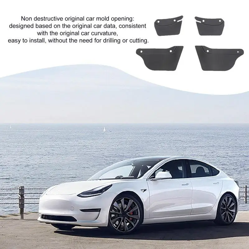 차량용 머드가드, 테슬라 모델 Y/3 펜더에 적합, TPE 보이지 않는 펜더, 펀칭 없는 자동차 도구