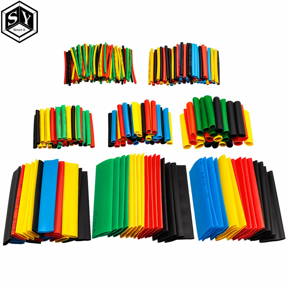 Heat Shrink Tubing 127PCS 164PCS 328PCS Car Electrical Cable Tube kits Heat Shrink Tube Tubing Wrap Sleeve Assorted 8 Sizes Mixed Color