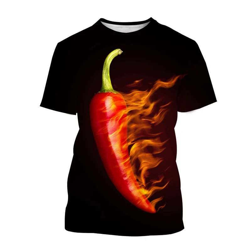 Chili Vegetable Print Short Sleeve T Shirt Streetwear