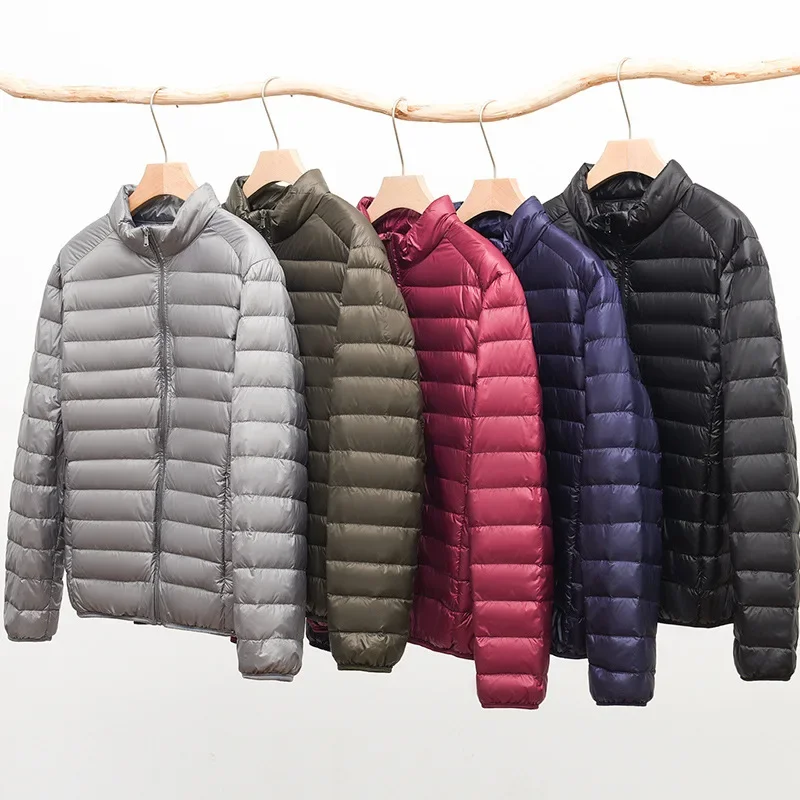 Men Stand Collar Ultralight Quilted Puffer Jackets Ultra Lightweight Packable Warm Duck Down Coats