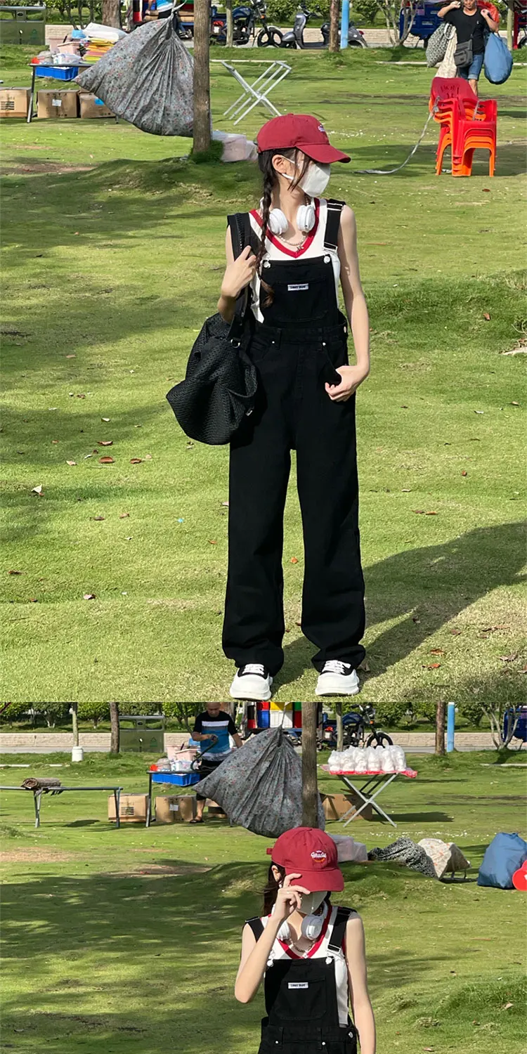 Schlankmachende, bodenlange Overalls für Damen, Sommer, dünne, hoch taillierte, weit geschnittene Hosen, modisches, altersverjüngendes Design – Detail 13