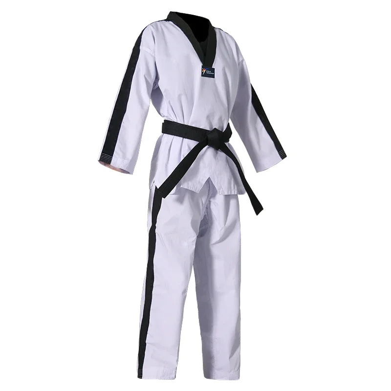 

Adult Kids WT Taekwondo Dobok Childs TKD Uniform Suit Dragon Pattern V-Neck Black Collar