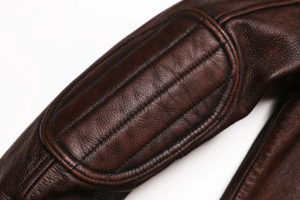 Genuine Leather Motorcycle Jacket - Vintage Brown Cowhide Biker Coat for Men