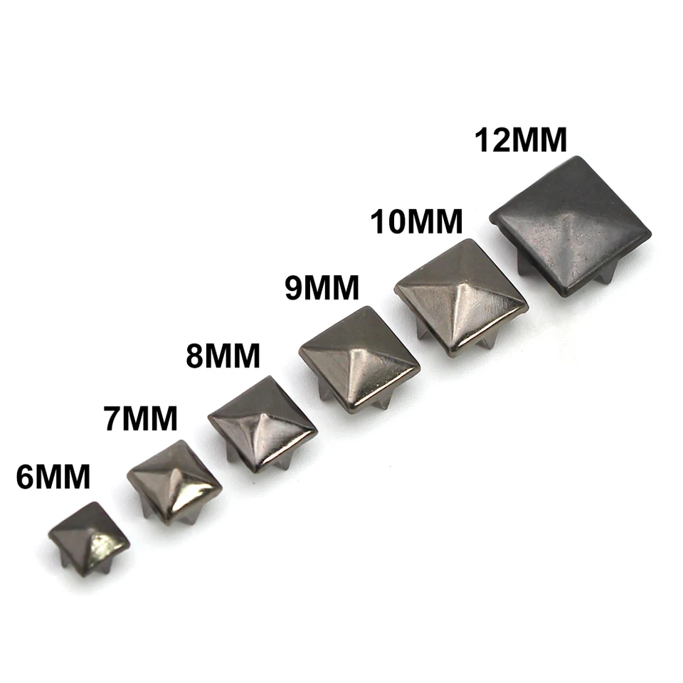 100pcs Square Pyramid Punk Rivets - 4 Claw Metal Studs For DIY Clothing, Shoes, Bags (10mm, Gold) - View #9