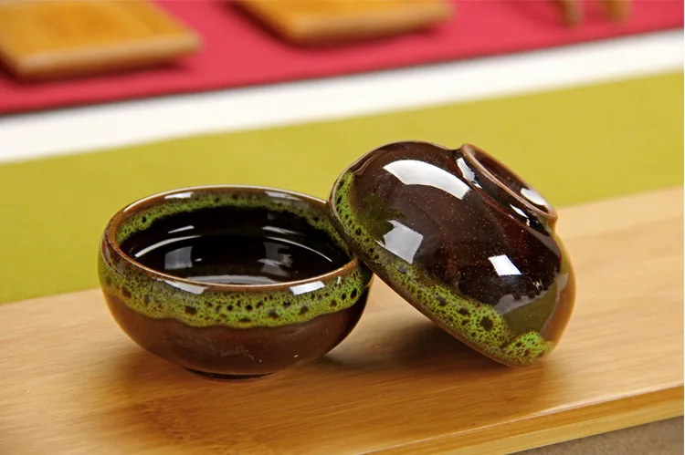 1pcs Kung Fu Tea Cup handmade Crackle Glaze Travel Tea Bowl Chinese Porcelain Teacup Sets Ceramic yaobian China tea set