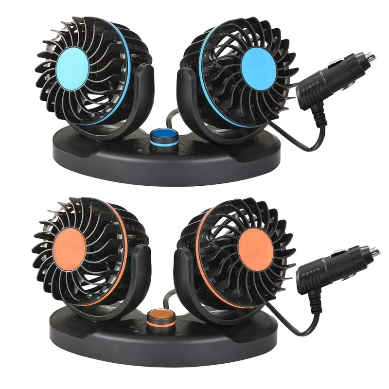 

Cooling Fan Dual Head 360° Adjustable USB/12V/24V Cigarette Plug Fan