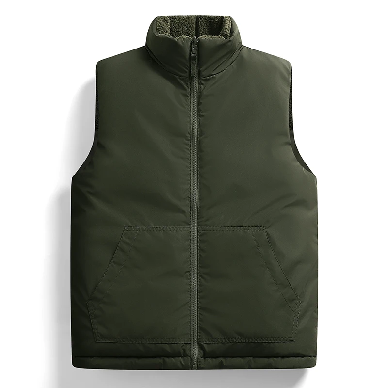 Autumn Winter Youth New Thickened And Warm Double-Sided Vest For Men'S Casual And Fashion Versatile Sleeveless Waistcoat Coat