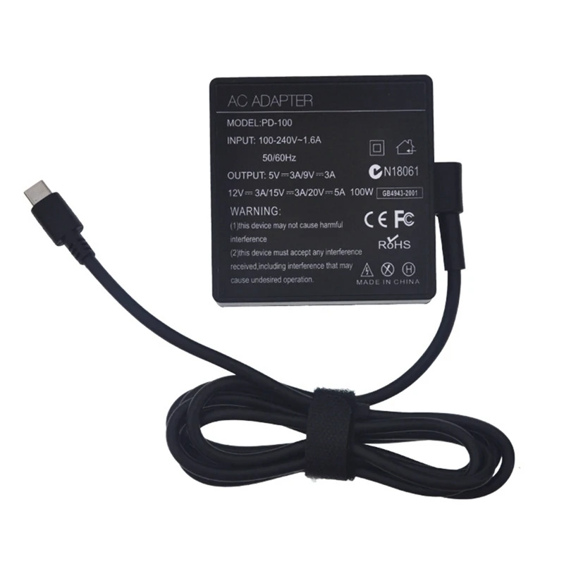 AU61-20V 5A 100W Universal USB Type C Laptop Power Adapter Charger For Laptop Power Supply