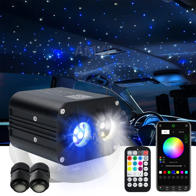 20W Dual Port Twinkle Car Starry Sky Ceiling Light APP Music Control Fiber Optic Light Led Star Roof Interior Atmosphere Light