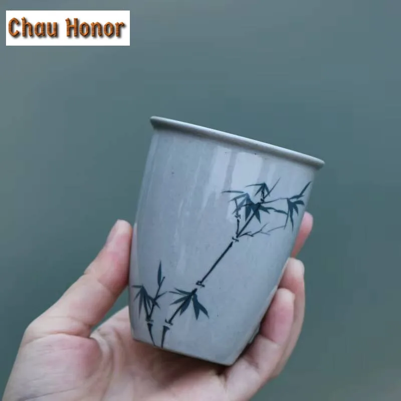 160ml Hand-painted Green Bamboo Cola Mug Beverage Bottle Bubble Teacup Cold Hot Water Jug Household Hand Warmer Tea Services
