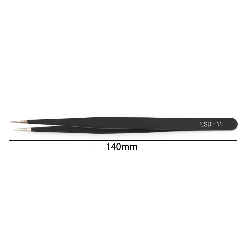 Anti-static stainless steel tweezers maintenance tools industrial precision curved straight tweezers 1Pc