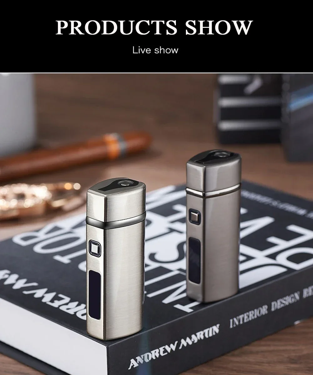 New 2025 touch sensitive metal outdoor windproof Type-C rechargeable portable turbo three torch blue flame jet gas lighter