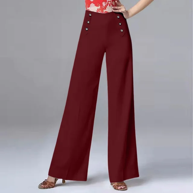 High Waisted New Dance Pants For Women Social Dance Wide Leg Pants Slimming And Versatile Dance Pants Womans Bottoms 5