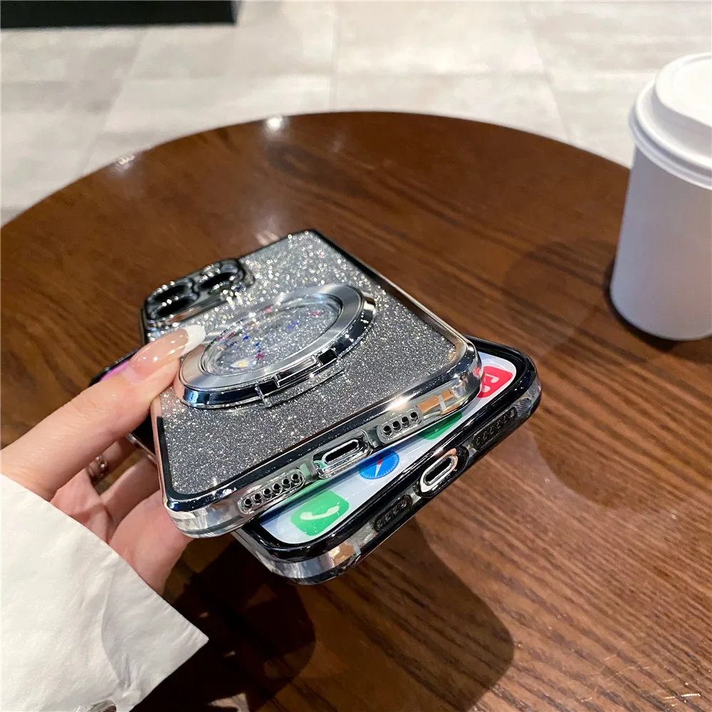 Glitter Quicksand Ring Stand Soft Silicone Phone Case