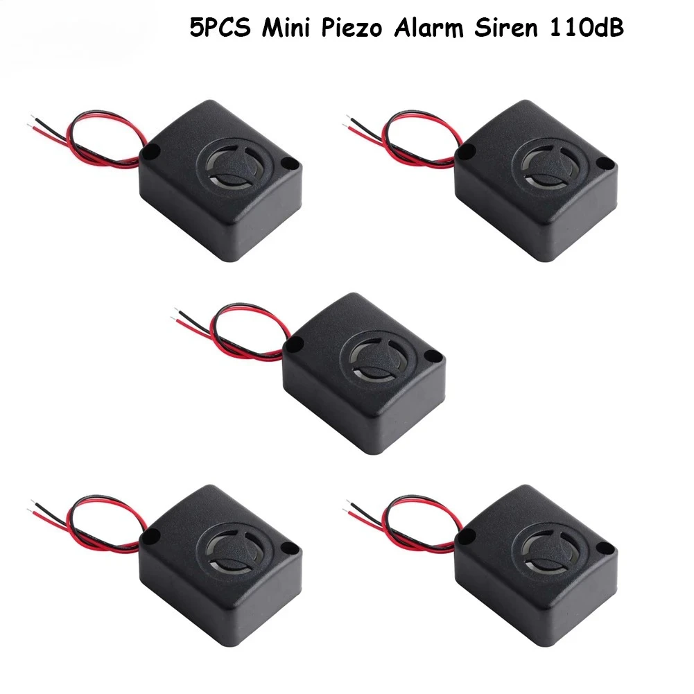 12 V DC schwarze Mini-Piezo-Alarmsirene, 110 dB, sicherer Diebstahlalarm, hoher Dezibel-Summer, lauter hoher Tonhöhe für Auto und Fahrzeug – Detail 1