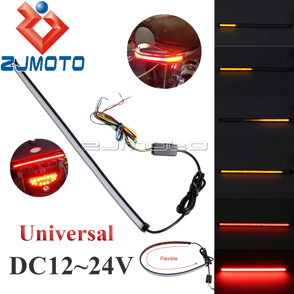 1 Piece Motorcycle Sequential Strip Tail Lights Switchback Strobe Led