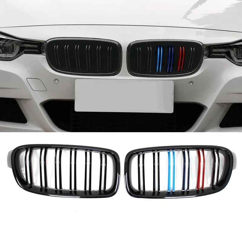 Gloss Black Kidney Grilles - Racing Style Car Front Bumper Grille 1 Pair