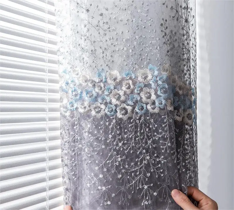 1PC New small fresh color gradient floral embroidery window screen 4
