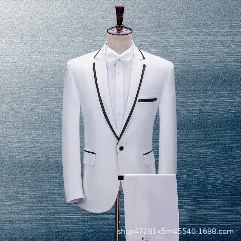 

JHCY41,White blazer male singer young host men's suit