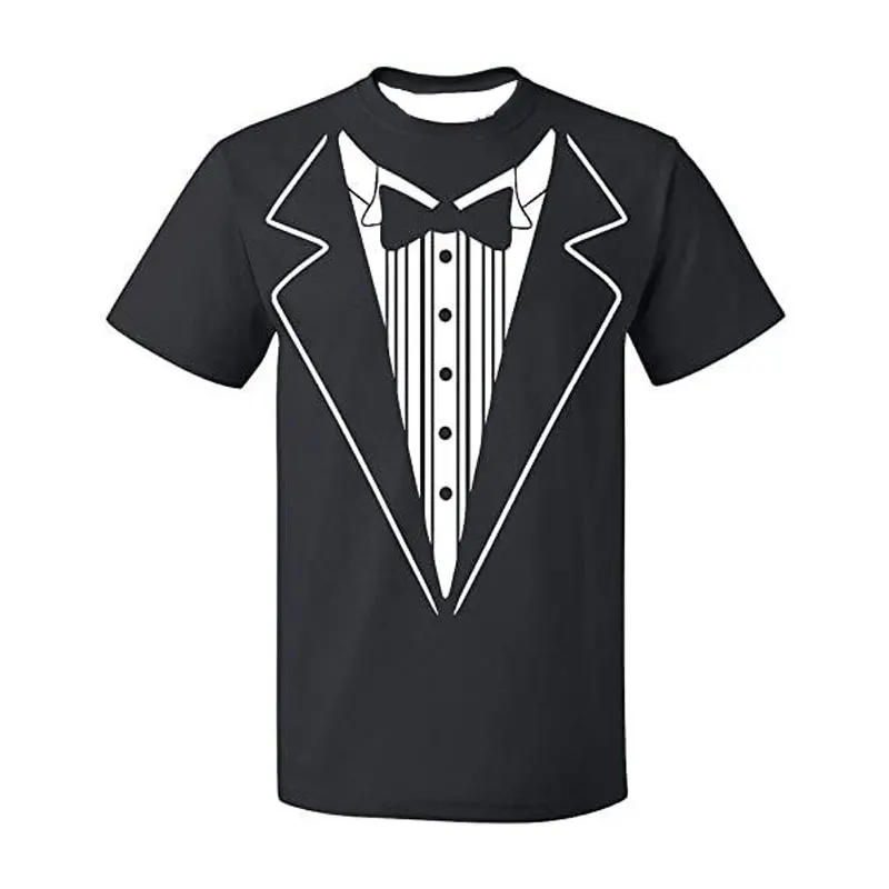

Summer Fake Suit T-shirts For Men Hip Hop Trend Streetwear Tops 3D Graphic Print Round Neck Short Sleeve Tees Clothing
