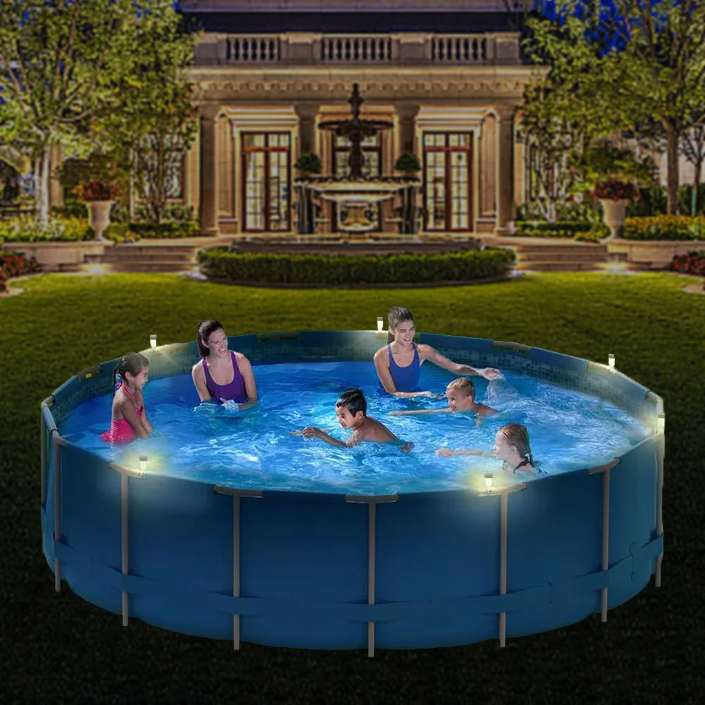 6 Pack Solar Lights Outdoor Fence Decor IP44 Waterproof Outdoor Pool Fence Decor Lamp Warm Light for Framed Above Ground Pools