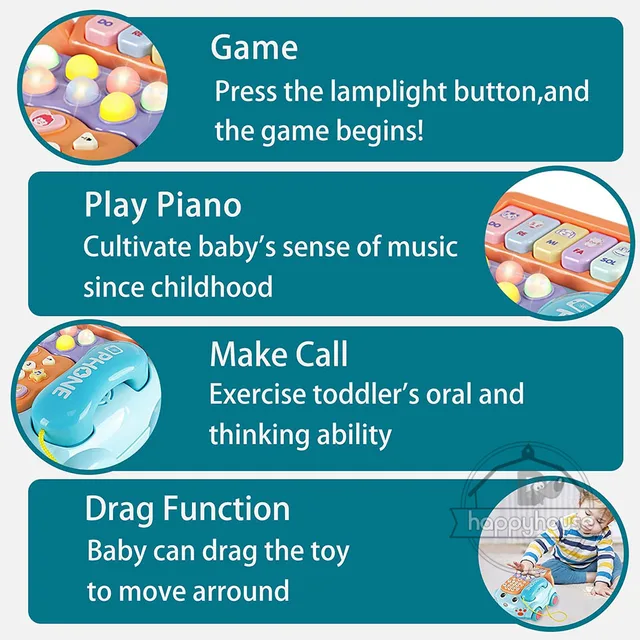 Baby toys 0 12 months Montessori Musical Piano Phone Toys For Baby Girl 13 24 Months Mobile Phone Toys For Kids 2 To 4 Year Old 5