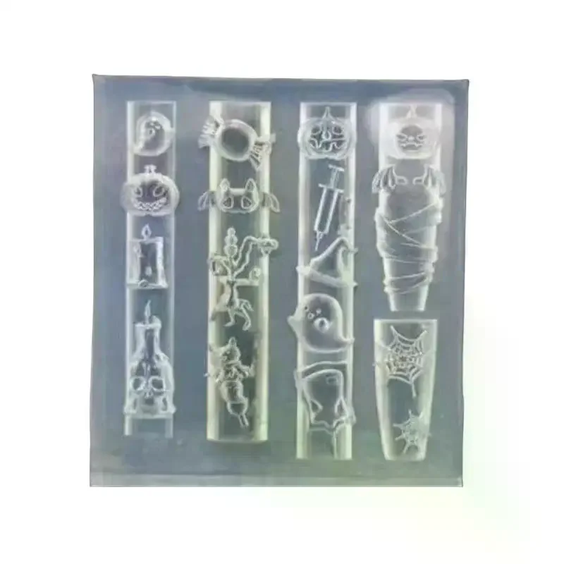 Halloween 3D Silicone Nail Art Molds - Pumpkin Skull Bat Ghost Spider Web Templates for DIY Manicure Design & Nail Decoration