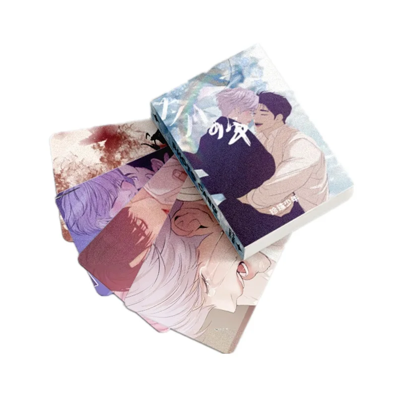 55 Pcs/Set Korean Manhwa Shell Pearl Boy Laser Lomo Card Jooha Dooshik Comic Characters HD Photocard Cosplay Gift kpop photo cards comics photo cards manga photo cards photo cards