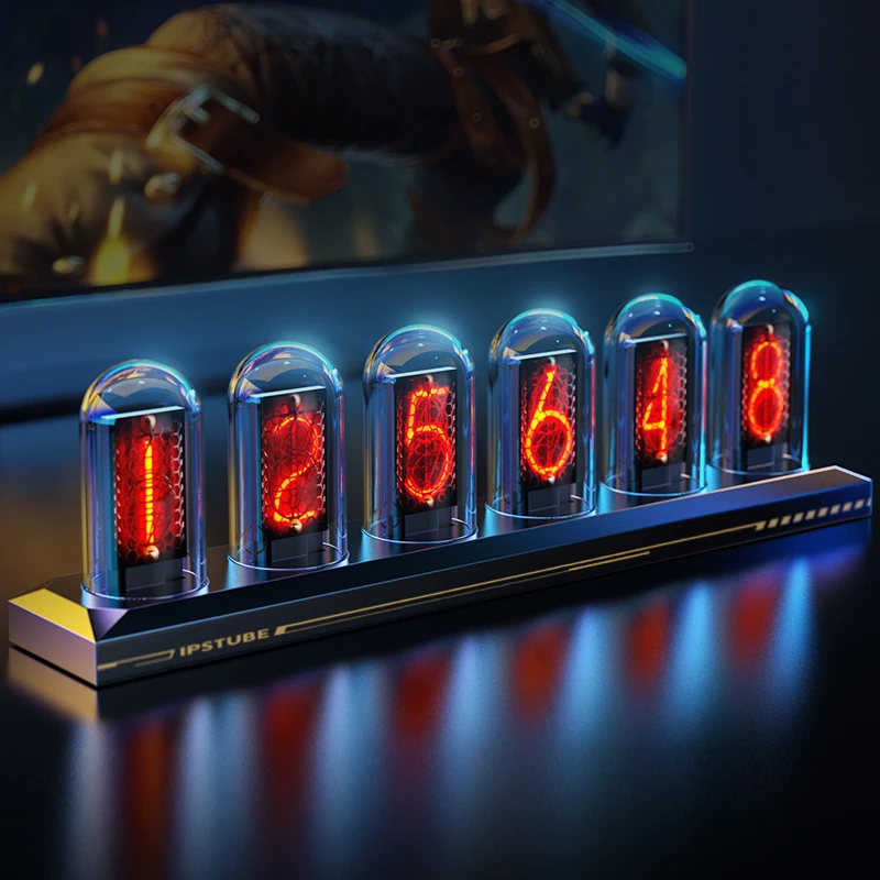 Nixie Tube Clock Digital Glow Tube Clock IPS Color Screen DIY