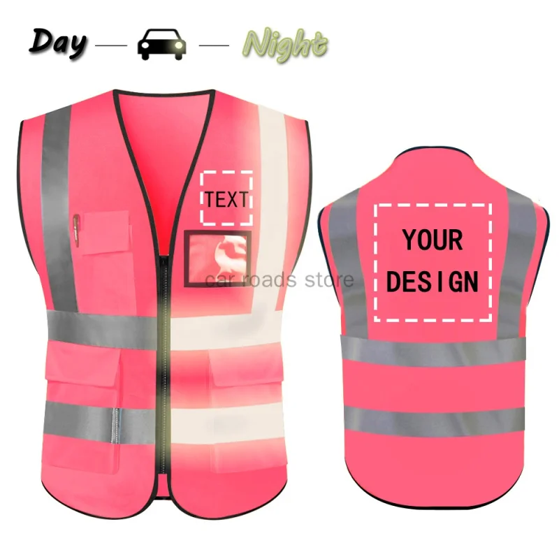 

Outdoor Safety Cycling Wear Custom Your Text Logo High Visibility Security Reflective Vest Personalized Construction Traffic