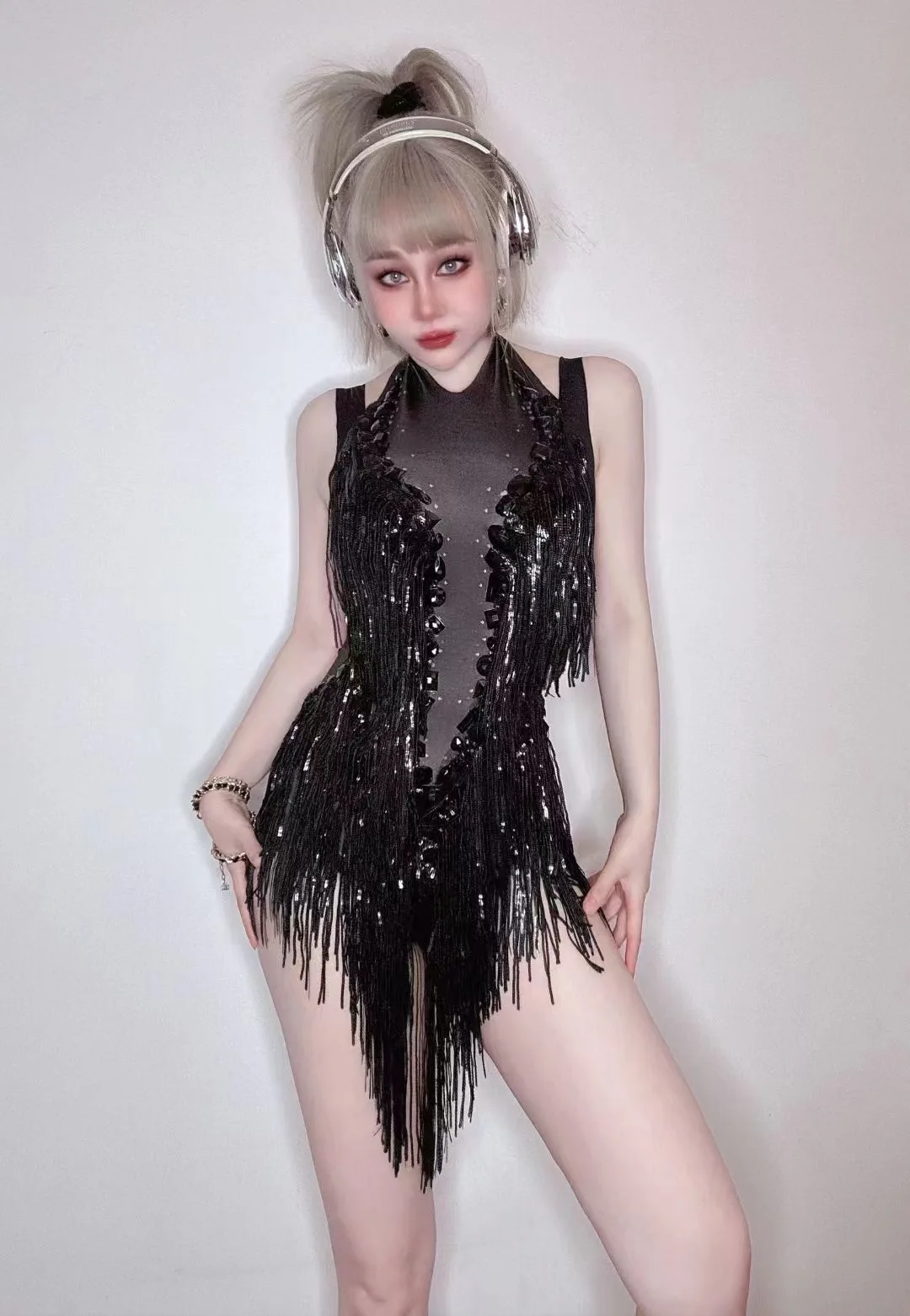 

Sexy Female Singer Costume Stage Dance Costume Dj Ds Jazz Performance Wear Outfit High Quality Clothes One Size Met-1002