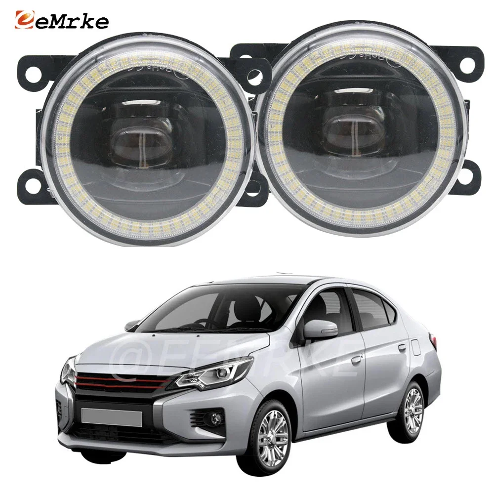 

2-Pieces for Mitsubishi Attrage Mirage G4 2020 2021 2022 2023 LED Fog Lights Cut-Line Lens Angel Eye DRL Daytime Running Lamp