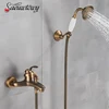 Telephone Style Bathtub Faucet Bathroom Bath Wall Mounted Hand Held Antique Brass Shower Head Kit Shower Faucet Sets 1
