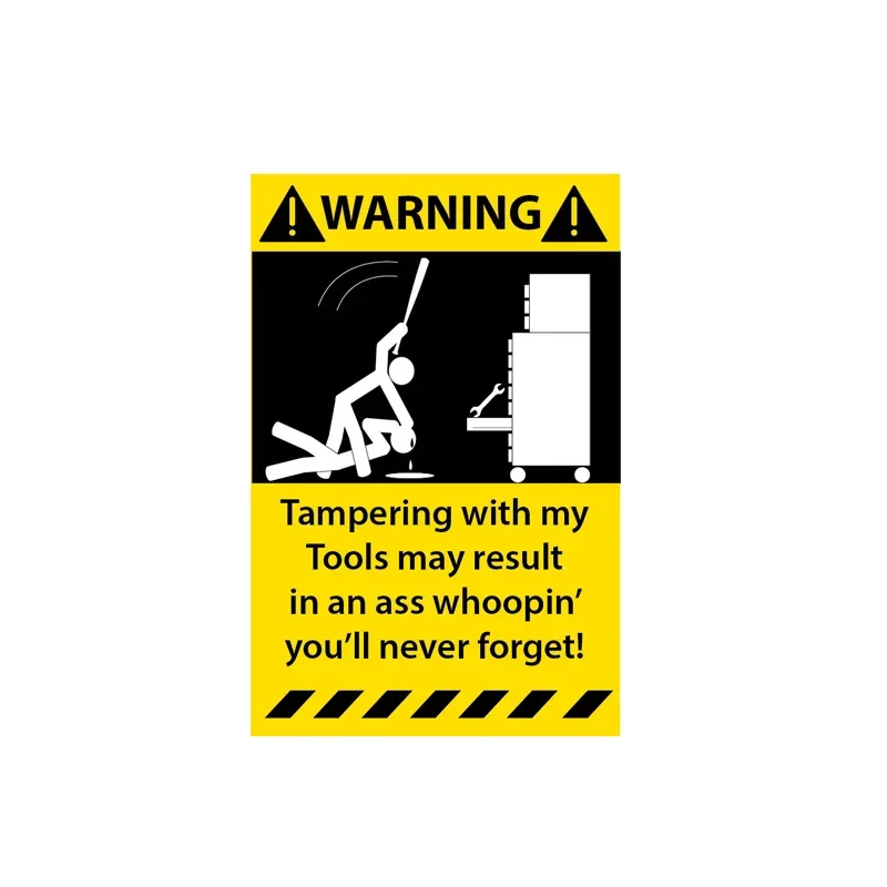

Car Stickers Stylish, Warning Sticker Tampering With My Toolbox Pattern Decals PVC Personality, Cover Scratches Products Cute,